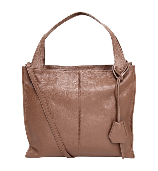 Damen Leder Tasche ,Shopper Schultertasche Taupe, italienische Handarbeit