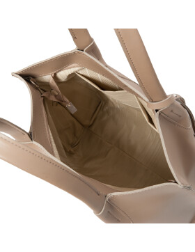 Damen Leder Shopper, Leder Tasche mit Schulterriemen, Leder Schultertasche Taupe