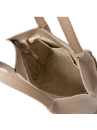 Damen Leder Shopper, Leder Tasche mit Schulterriemen, Leder Schultertasche Taupe
