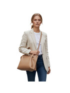 Damen Ledertasche mittelgroß, Leder Tote Bag aus Hartleder mit Schulterriemen, Ledershopper Schultertasche italienische Handarbeit