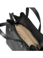 Damen Ledertasche mittelgroß, Leder Tote Bag aus Hartleder mit Schulterriemen, Ledershopper Schwarz Schultertasche italienische Handarbeit