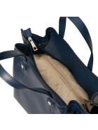 Damen Ledertasche mittelgroß, Leder Tote Bag aus Hartleder mit Schulterriemen, Ledershopper Dunkelblau Schultertasche italienische Handarbeit