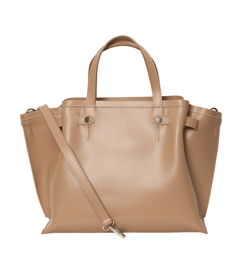 Damen Leder Henkeltasche, Leder Tasche mit Schulterriemen, Leder Schultertasche italienische Handarbeit Taupe