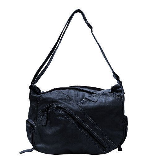 Damen Leder Tasche mit Schulterriemen, Schultertasche, Umh&auml;ngetasche College Tasche Blau