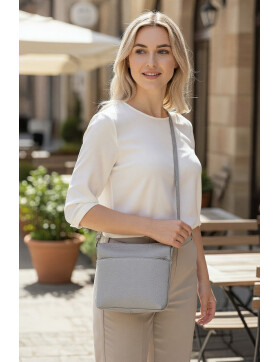 Damen Leder Tasche  grau, Schultertasche klein, Italienische Umhängetasche mit Henkel, Beuteltasche Leder, Lederbeutel Italienische Handarbeit