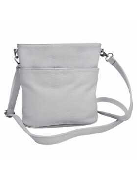 Damen Leder Tasche  grau, Schultertasche klein, Italienische Umhängetasche mit Henkel, Beuteltasche Leder, Lederbeutel Italienische Handarbeit