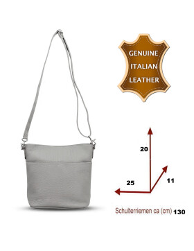 Damen Leder Tasche  grau, Schultertasche klein, Italienische Umhängetasche mit Henkel, Beuteltasche Leder, Lederbeutel Italienische Handarbeit