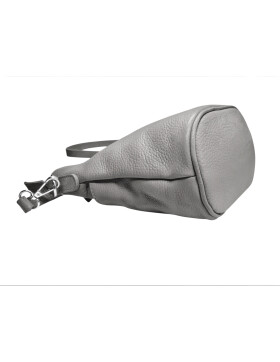 Damen Leder Tasche  grau, Schultertasche klein, Italienische Umhängetasche mit Henkel, Beuteltasche Leder, Lederbeutel Italienische Handarbeit