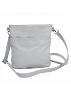 Damen Leder Tasche  grau, Schultertasche klein, Italienische Umhängetasche mit Henkel, Beuteltasche Leder, Lederbeutel Italienische Handarbeit