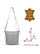 Damen Leder Tasche  grau, Schultertasche klein, Italienische Umhängetasche mit Henkel, Beuteltasche Leder, Lederbeutel Italienische Handarbeit