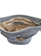 Damen Leder Tasche  grau, Schultertasche klein, Italienische Umhängetasche mit Henkel, Beuteltasche Leder, Lederbeutel Italienische Handarbeit