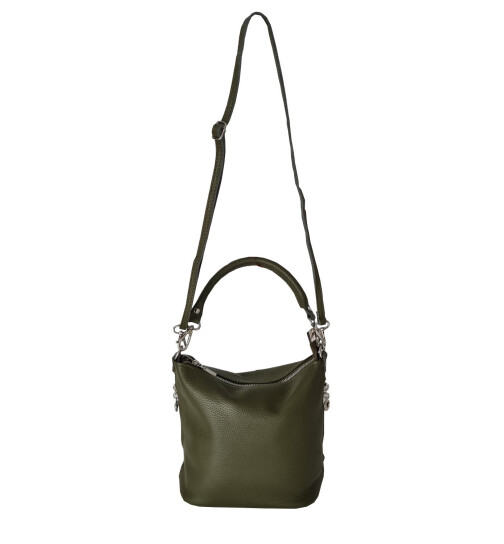 Damen Leder Tasche  olivgrün, Schultertasche klein, Italienische Umhängetasche mit Henkel, Beuteltasche Leder, Lederbeutel Italienische Handarbeit