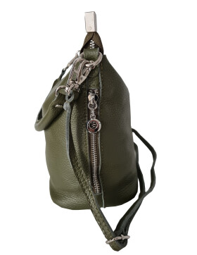Damen Leder Tasche  olivgrün, Schultertasche klein, Italienische Umhängetasche mit Henkel, Beuteltasche Leder, Lederbeutel Italienische Handarbeit