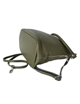 Damen Leder Tasche, Schultertasche klein, Italienische Umh&auml;ngetasche mit Henkel, Beuteltasche Leder, Lederbeutel Italienische Handarbeit Oliv