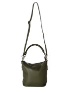 Damen Leder Tasche, Schultertasche klein, Italienische Umh&auml;ngetasche mit Henkel, Beuteltasche Leder, Lederbeutel Italienische Handarbeit Oliv