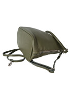 Damen Leder Tasche, Schultertasche klein, Italienische Umh&auml;ngetasche mit Henkel, Beuteltasche Leder, Lederbeutel Italienische Handarbeit Oliv