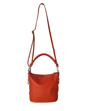 Damen Leder Tasche  orange, Schultertasche klein, Italienische Umhängetasche mit Henkel, Beuteltasche Leder, Lederbeutel Italienische Handarbeit