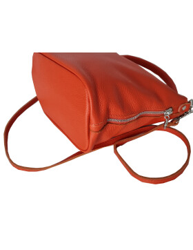 Damen Leder Tasche  orange, Schultertasche klein, Italienische Umhängetasche mit Henkel, Beuteltasche Leder, Lederbeutel Italienische Handarbeit