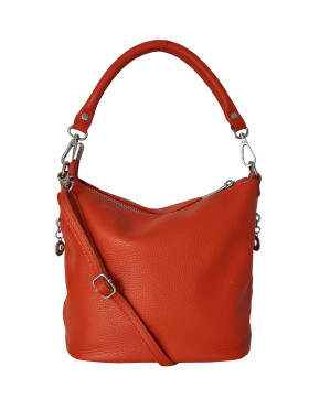 Damen Leder Tasche  orange, Schultertasche klein, Italienische Umhängetasche mit Henkel, Beuteltasche Leder, Lederbeutel Italienische Handarbeit