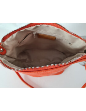 Damen Leder Tasche  orange, Schultertasche klein, Italienische Umhängetasche mit Henkel, Beuteltasche Leder, Lederbeutel Italienische Handarbeit