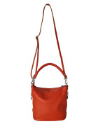 Damen Leder Tasche  orange, Schultertasche klein, Italienische Umhängetasche mit Henkel, Beuteltasche Leder, Lederbeutel Italienische Handarbeit