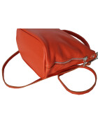 Damen Leder Tasche  orange, Schultertasche klein, Italienische Umhängetasche mit Henkel, Beuteltasche Leder, Lederbeutel Italienische Handarbeit