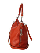 Damen Leder Tasche  orange, Schultertasche klein, Italienische Umhängetasche mit Henkel, Beuteltasche Leder, Lederbeutel Italienische Handarbeit