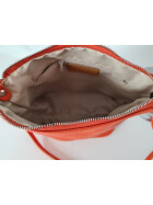 Damen Leder Tasche  orange, Schultertasche klein, Italienische Umhängetasche mit Henkel, Beuteltasche Leder, Lederbeutel Italienische Handarbeit