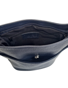 Damen Leder Tasche blau, Schultertasche klein, Italienische Umhängetasche mit Henkel, Beuteltasche Leder, Lederbeutel Italienische Handarbeit