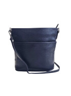 Damen Leder Tasche blau, Schultertasche klein, Italienische Umhängetasche mit Henkel, Beuteltasche Leder, Lederbeutel Italienische Handarbeit