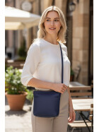 Damen Leder Tasche blau, Schultertasche klein, Italienische Umhängetasche mit Henkel, Beuteltasche Leder, Lederbeutel Italienische Handarbeit