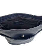 Damen Leder Tasche blau, Schultertasche klein, Italienische Umhängetasche mit Henkel, Beuteltasche Leder, Lederbeutel Italienische Handarbeit