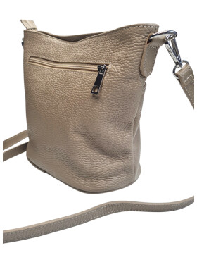 Damen Leder Tasche taupe, Schultertasche klein, Italienische Umhängetasche mit Henkel, Beuteltasche Leder, Lederbeutel Italienische Handarbeit