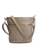 Damen Leder Tasche taupe, Schultertasche klein, Italienische Umhängetasche mit Henkel, Beuteltasche Leder, Lederbeutel Italienische Handarbeit