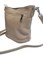 Damen Leder Tasche taupe, Schultertasche klein, Italienische Umhängetasche mit Henkel, Beuteltasche Leder, Lederbeutel Italienische Handarbeit