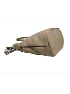 Damen Leder Tasche taupe, Schultertasche klein, Italienische Umhängetasche mit Henkel, Beuteltasche Leder, Lederbeutel Italienische Handarbeit
