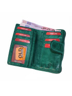 Old River, Leder Damen Geldbörse mittelgroß, Lederbörse Portemonnaie RFID Schutz Nappaleder  Vintage Seegrün