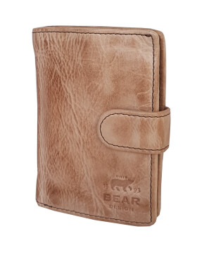 Bear Design Leder Herren Geldb&ouml;rse klein mit RFID Schutz, Lederb&ouml;rse Portemonnaie mit M&uuml;nzfach und Visitenh&uuml;llen CL 527 Beige