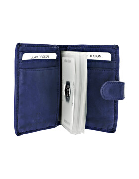 Bear Design Leder Herren Geldb&ouml;rse klein mit RFID Schutz, Lederb&ouml;rse Portemonnaie mit M&uuml;nzfach und Visitenh&uuml;llen CL 527 Blau