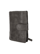 Bear Design Leder Herren Geldb&ouml;rse klein mit RFID Schutz, Lederb&ouml;rse Portemonnaie mit M&uuml;nzfach und Visitenh&uuml;llen CL 527 Grau