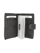 Bear Design Leder Herren Geldb&ouml;rse klein mit RFID Schutz, Lederb&ouml;rse Portemonnaie mit M&uuml;nzfach und Visitenh&uuml;llen CL 527 Grau