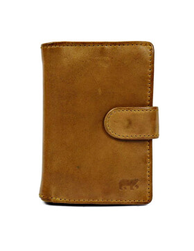 Bear Design Leder Herren Geldb&ouml;rse klein mit RFID Schutz, Lederb&ouml;rse Portemonnaie mit M&uuml;nzfach und Visitenh&uuml;llen CL 527 Hellcognac