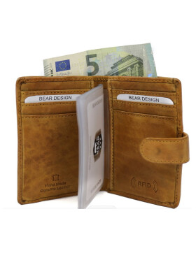 Bear Design Leder Herren Geldb&ouml;rse klein mit RFID Schutz, Lederb&ouml;rse Portemonnaie mit M&uuml;nzfach und Visitenh&uuml;llen CL 527 Hellcognac