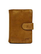 Bear Design Leder Herren Geldb&ouml;rse klein mit RFID Schutz, Lederb&ouml;rse Portemonnaie mit M&uuml;nzfach und Visitenh&uuml;llen CL 527 Hellcognac