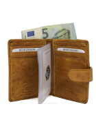 Bear Design Leder Herren Geldb&ouml;rse klein mit RFID Schutz, Lederb&ouml;rse Portemonnaie mit M&uuml;nzfach und Visitenh&uuml;llen CL 527 Hellcognac