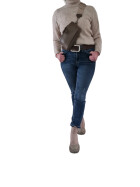 Damen Mode H&uuml;fttasche mit Gurt, Brusttasche mit bereitem Gurt, G&uuml;rteltasche,Crossbody Tasche, Umh&auml;ngetasche italienisches Echtleder helltaupe