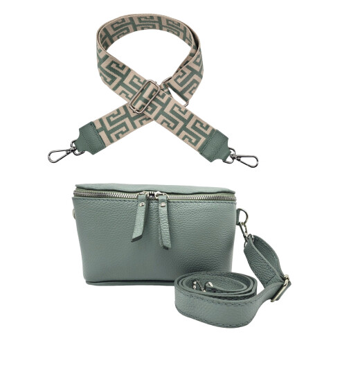 Damen Mode H&uuml;fttasche mit Gurt, Brusttasche mit bereitem Gurt, G&uuml;rteltasche,Crossbody Tasche, Umh&auml;ngetasche italienisches Echtleder mint