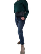 Damen Mode H&uuml;fttasche mit Gurt, Brusttasche mit bereitem Gurt, G&uuml;rteltasche,Crossbody Tasche, Umh&auml;ngetasche italienisches Echtleder mittelblau