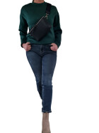 Damen Mode H&uuml;fttasche mit Gurt, Brusttasche mit bereitem Gurt, G&uuml;rteltasche,Crossbody Tasche, Umh&auml;ngetasche italienisches Echtleder mittelblau