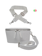 Damen Mode H&uuml;fttasche mit Gurt, Brusttasche mit bereitem Gurt, G&uuml;rteltasche,Crossbody Tasche, Umh&auml;ngetasche italienisches Echtleder Wei&szlig;